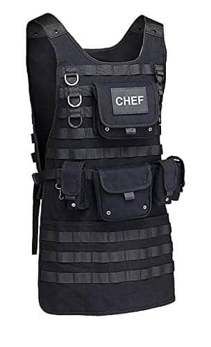 ThinkGeek Tactical Molle Apron - 2 Large Pouches and 3 Smaller Pouches, Front and Back Removable Patch with Adjustable Side Strap for the Perfect Fit